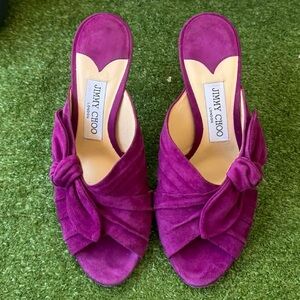 Jimmy Choo Keely Suede Mules Knotted Bow Women’s Heels